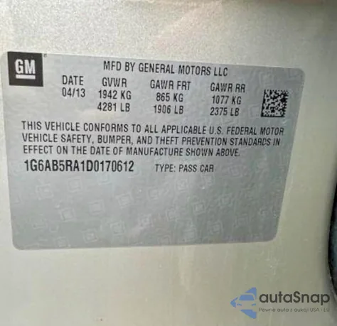 2013 Cadillac Ats Luxury из США, поврежденный, VIN 1G6AB5RA1D0170612